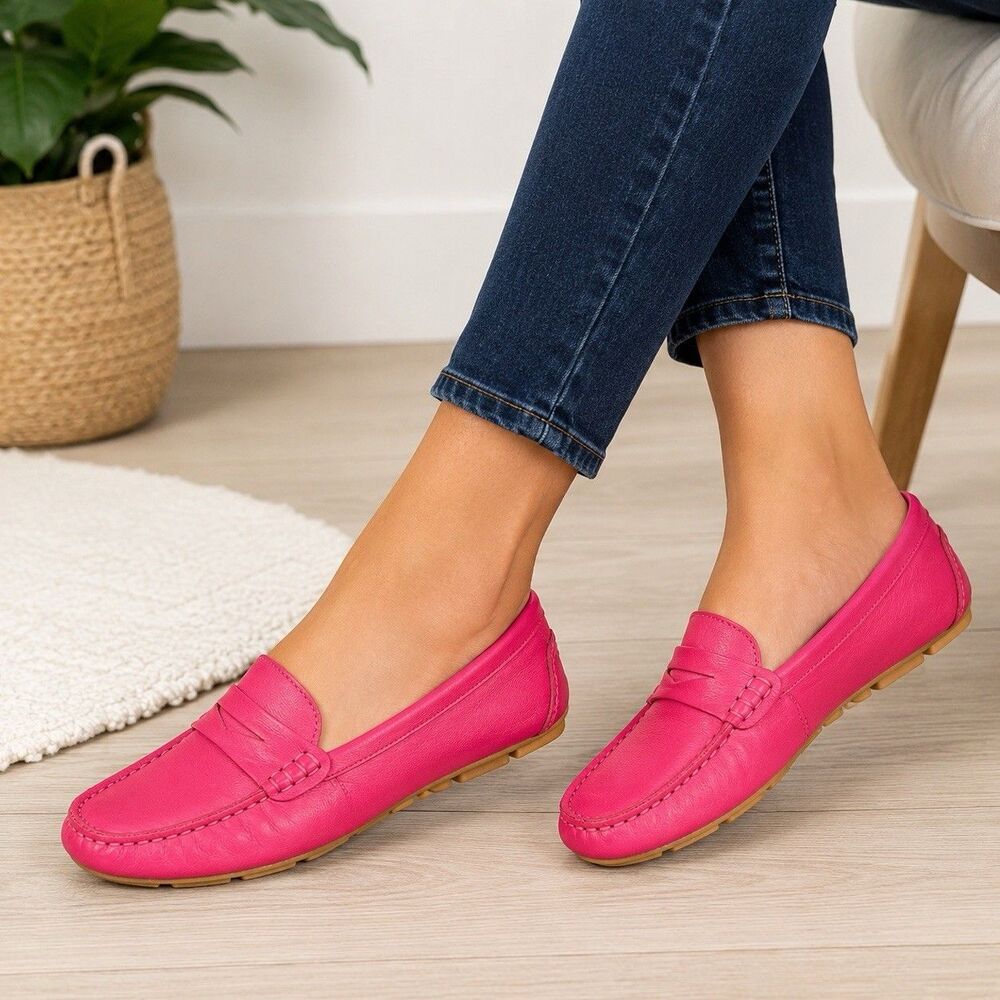 FLAG LTD Morgan Glove Nappa Leather Slip-On Flat Penny Loafer Moccasins Sz 6M